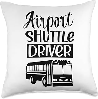 Transfer Shuttle Driver Transport Job Airport Shuttle Driver Bus Service Driving Throw Pillow, 18x18, Multicolor