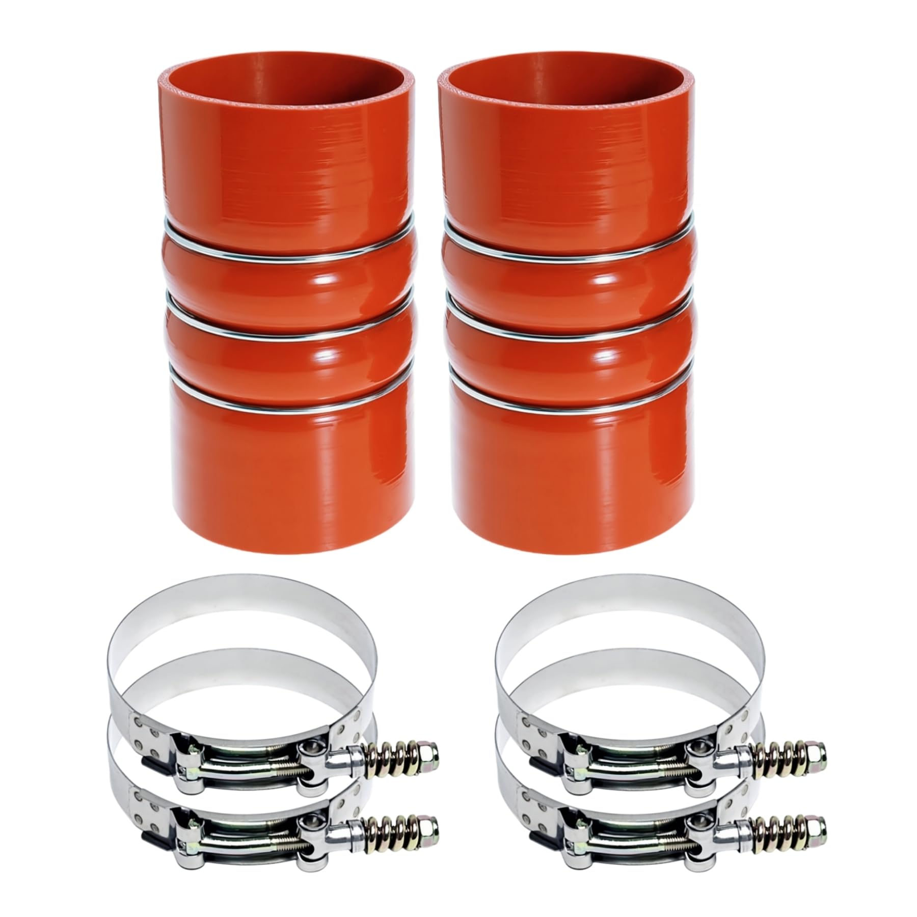Silicone Charge Intercooler Hose Kit – 3" X 6" Hump Hoses With T-Bolt Clamps For Semi Trucks (Peterbilt, Freightliner, Kenworth), Pack Of 4