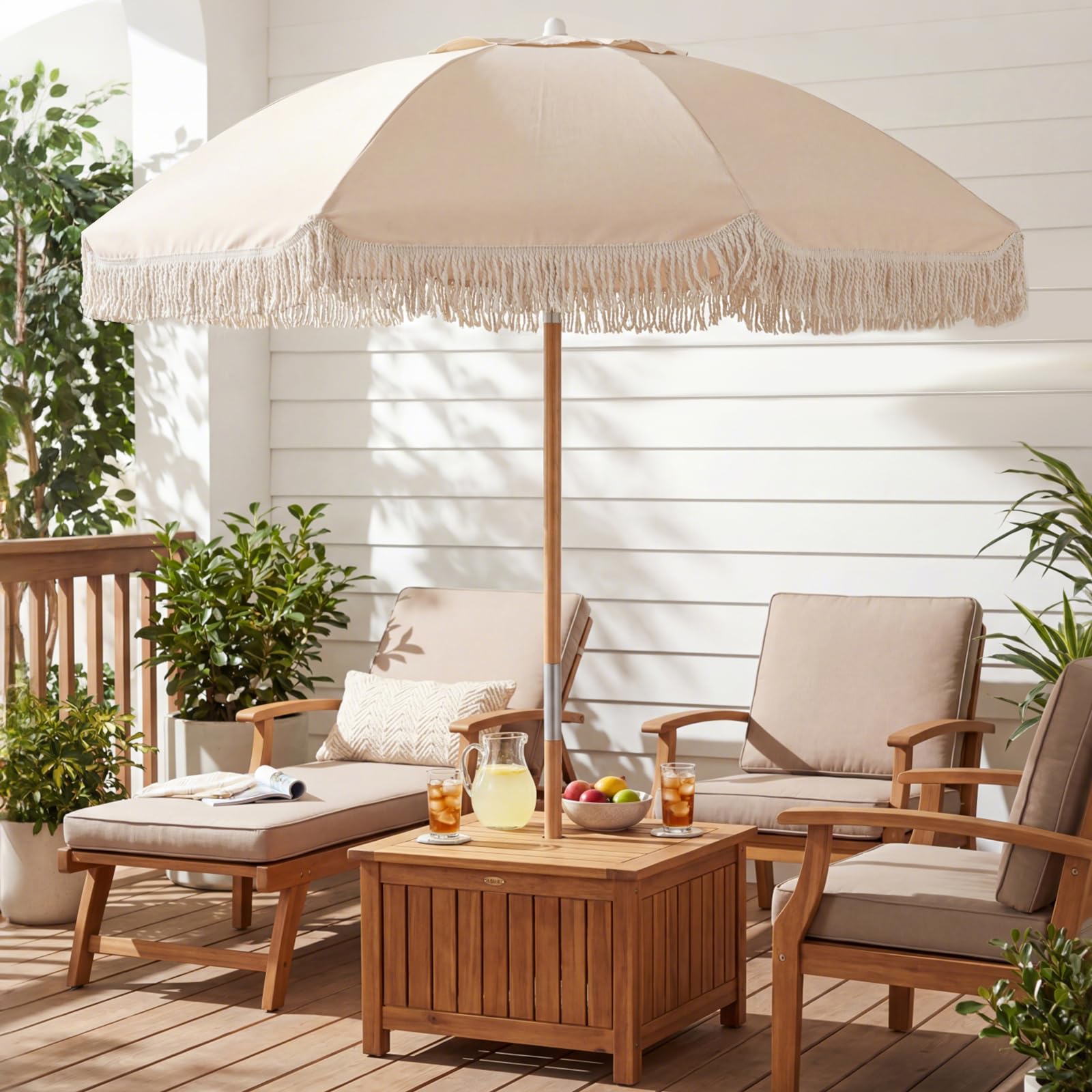 Tangkula 6 FT Patio Umbrella with Fringe