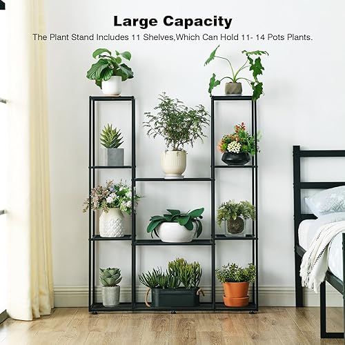 Miniatura 4 de HUSFITLY Soporte de metal para plantas, estante para flores, soporte para múltiples macetas para plantas, organizador de prevención de agua para