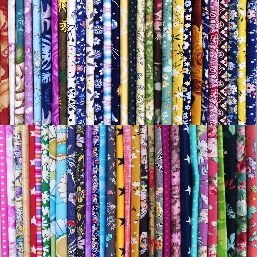 50pcs 12 x 12 inches Cotton Fabric Bundle Squares for Quilting Sewing, Precut Fabric Squares for Craft Patchwork