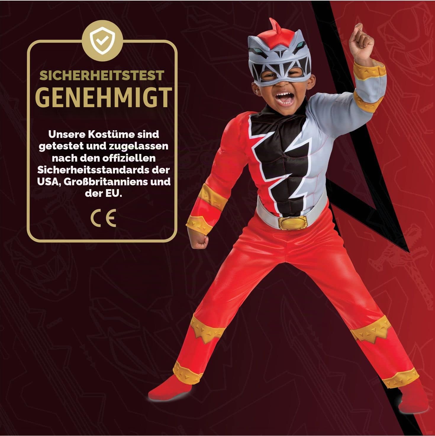 Disguise Offizielles Power Rangers Kostüm Kinder Rot Kleinkind, Karneval Kostüm Kleinkinder Ranger Faschingskostum Geburstag Superhelden Kostum fur Kleinkind Jungen Powerrangerskostüm