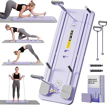 Foldable Pilates Reformer Ab Machine with Automatic Rebound Function for Home Gym - Core & Abdominal Strength Training Equipment with Knee Pad - Ab Core Trainer, Push-Up Board