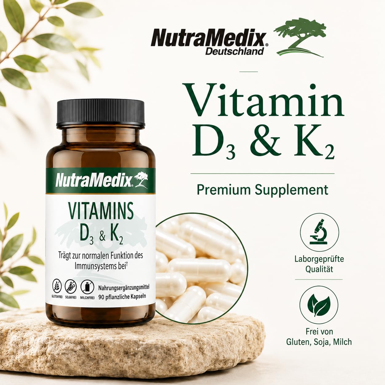 NutraMedix® Original | Vitamin D3 K2 hochdosiert | 90 Kapseln