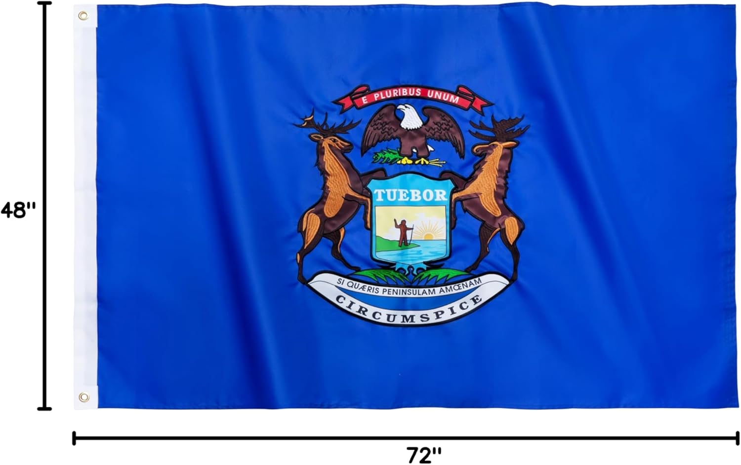 ROTERDON Michigan State Flags 4x6 FT, Embroidered Double Sided MI State Flag, Outdoor Heavy Duty Michigan Flag with Brass Grommets