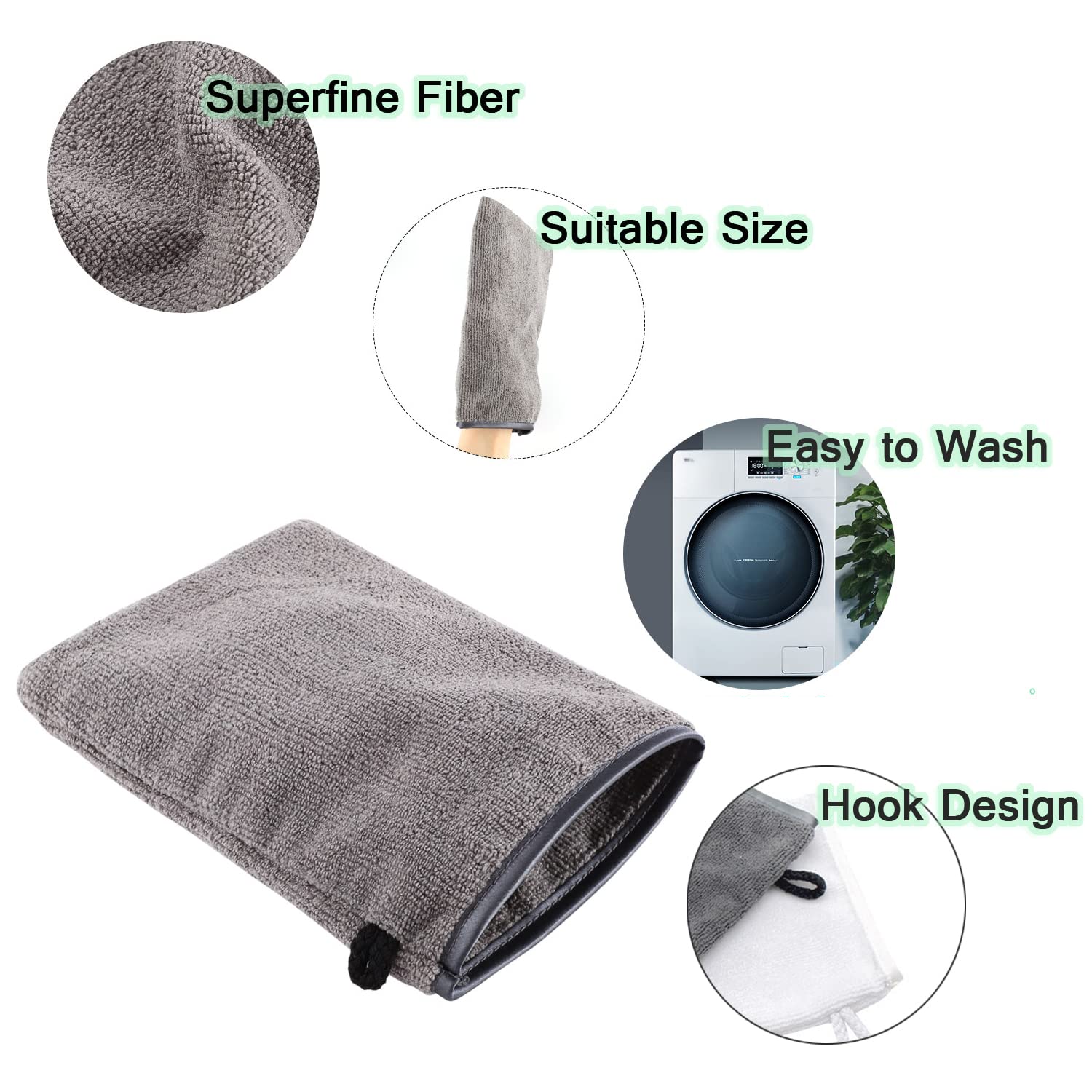 Thewasc Lot De 5 Gants De Toilette En Microfibre - Doux, Réutilisables Pour Démaquillage Et Nettoyage Profond (21x15 Cm) - 11