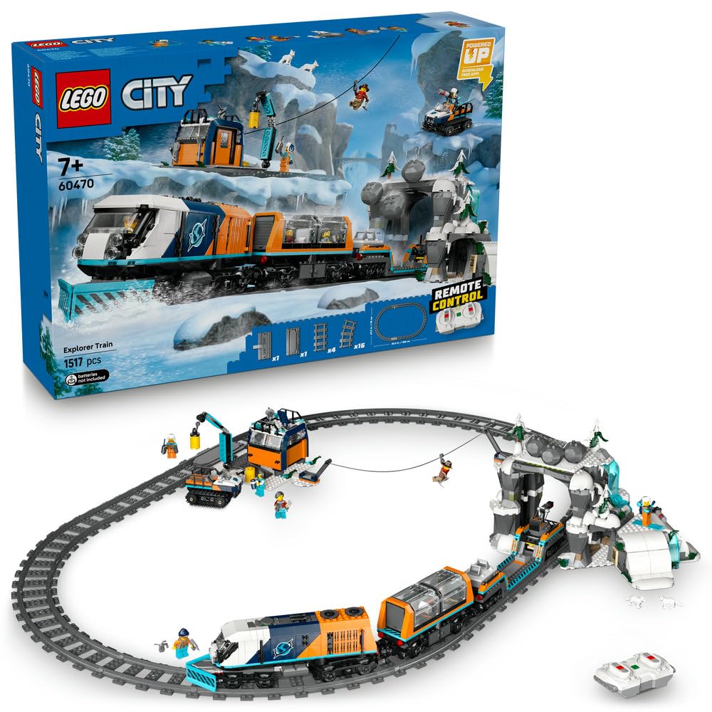 LEGO City Ekspres polarny arktycznych odkrywców 60470 | Kolejka, duży zestaw klocków konstrukcyjnych, prezent dla chłopca i dziewczynki 7+, Powered Up, 1517 elementów