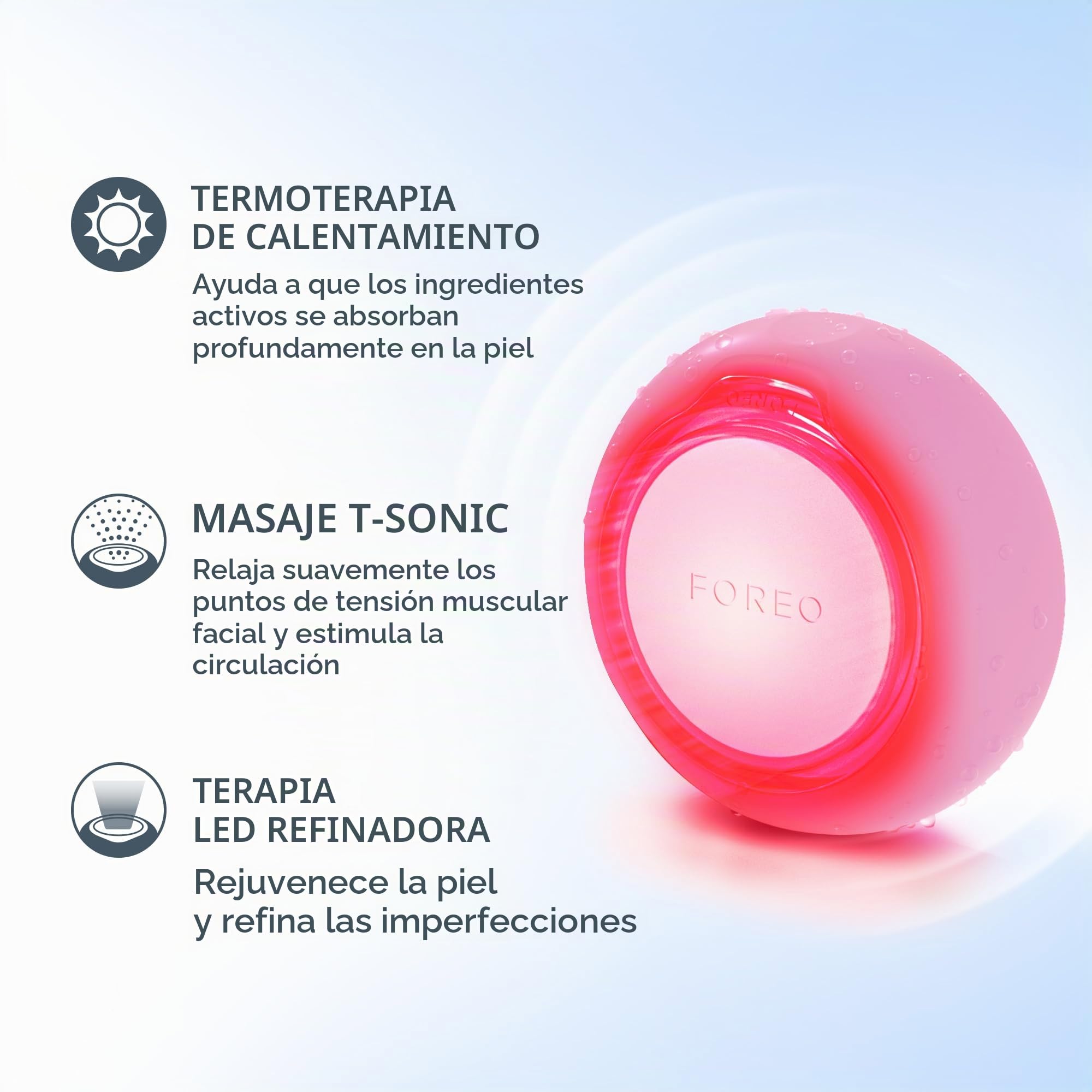 FOREO UFO 3 mini, mascarilla facial 4 en 1, Hidratante facial, Antienvejecimiento, Terapia de luz LED de espectro completo y luz roja, Termoterapia, Masajeador facial T-Sonic, Pearl Pink | Mascarilla LED, Mascarilla luz roja, Cuidado facial, Calentamiento
