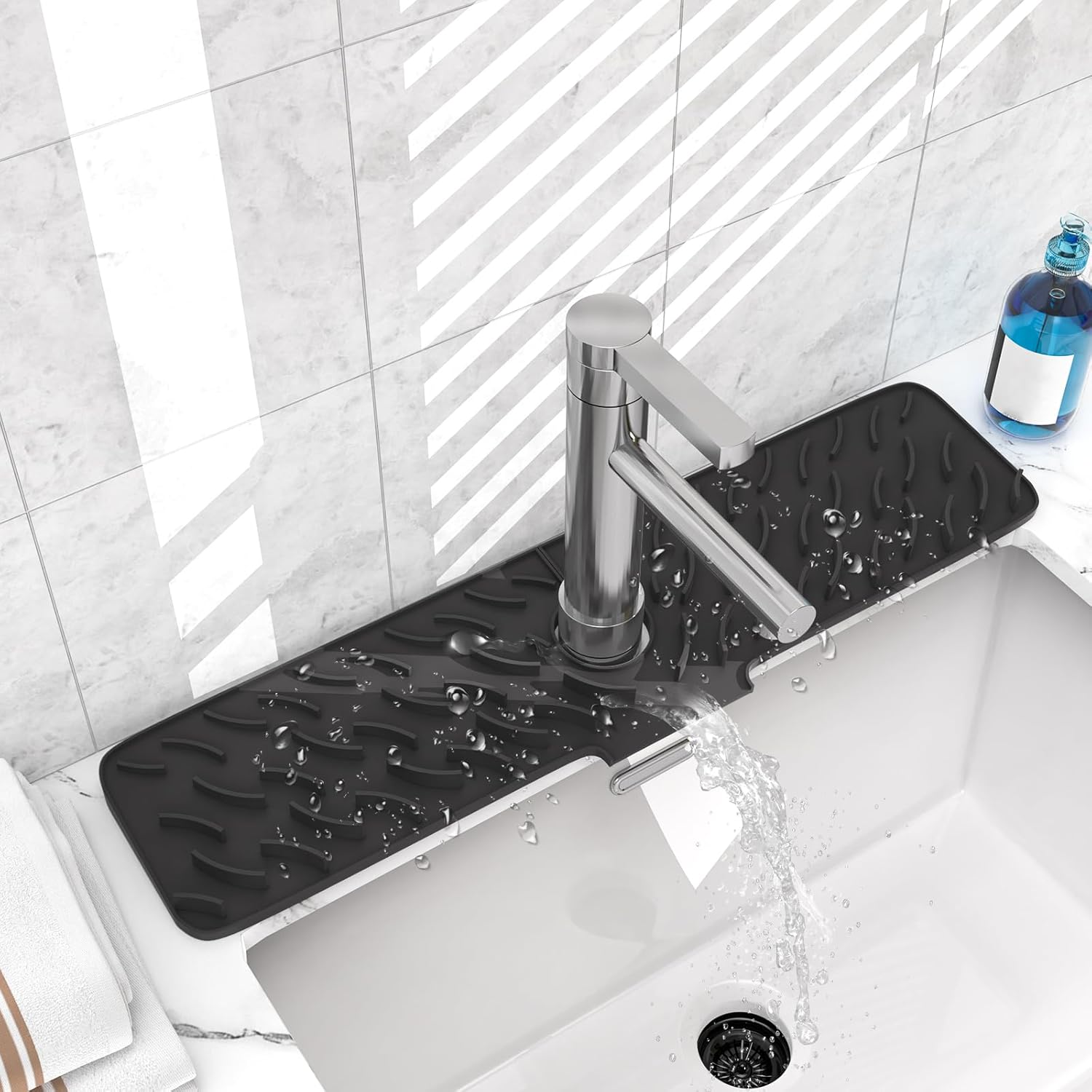 Amazon.com: TOOVEM Silicone Faucet Splash Guard, 24 x 5.5 Inch Kitchen ...