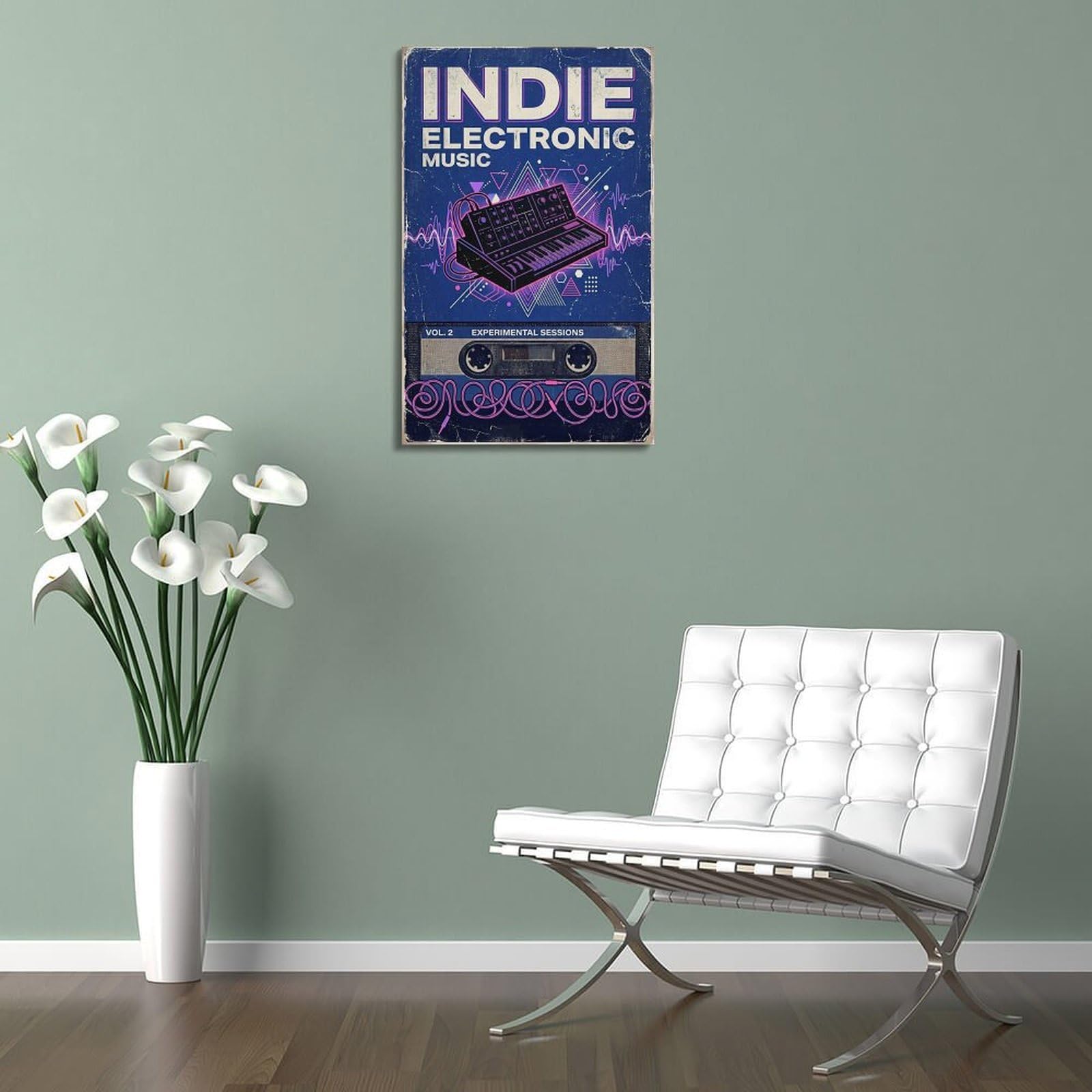 OKNGB Synthwave - Poster decorativo da parete con stampa artistica su tela, motivo: musica elettronica indie, decorazione moderna, per camera da letto, 40 x 60 cm