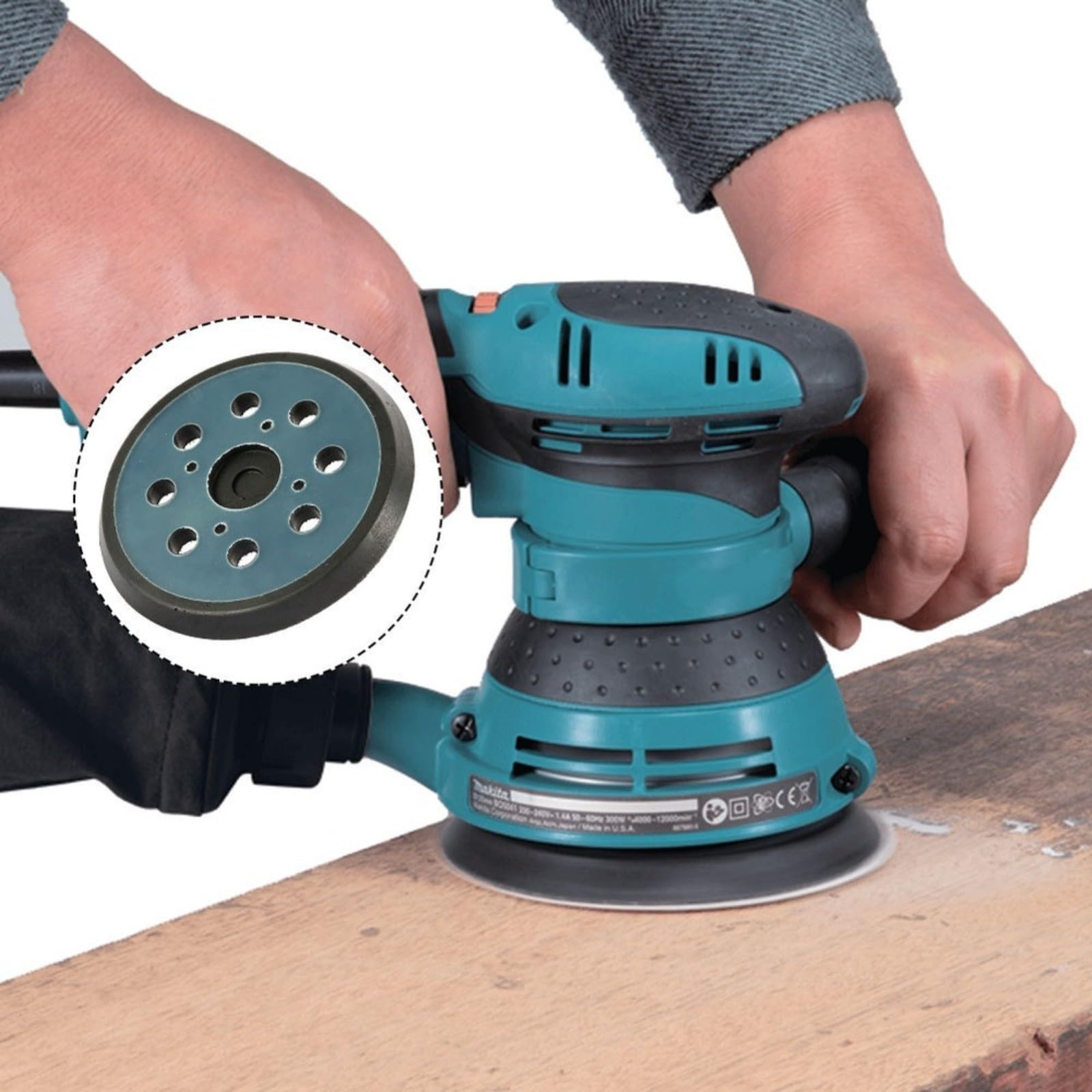 Disco abrasivo a 8 fori in pollici, piastra di supporto per lucidatura da 125 mm per levigatrice smerigliatrice, materiale PA6-GF30 con design di raffreddamento a 4 ventole,