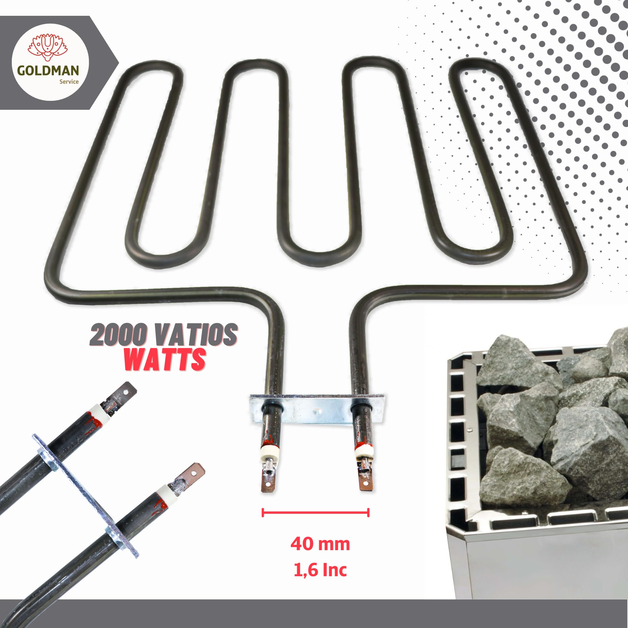 Résistance pour poêle à sauna 2000 W 300 x 330 mm compatible SPA hôtel