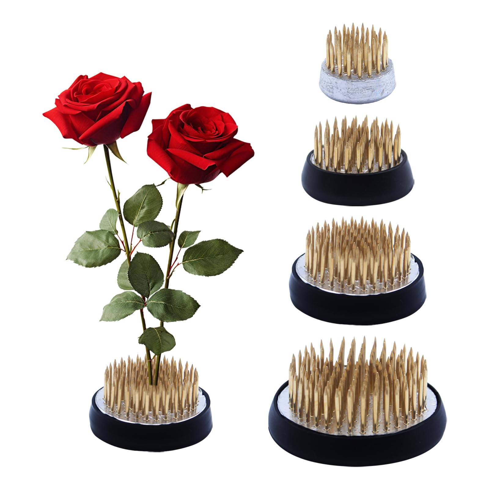 LINTRA 4 Supports Ikebana En Acier Inoxydable | 3 Tailles Pour Composition Florale, Décoration Maison, Jardin, Hôtel