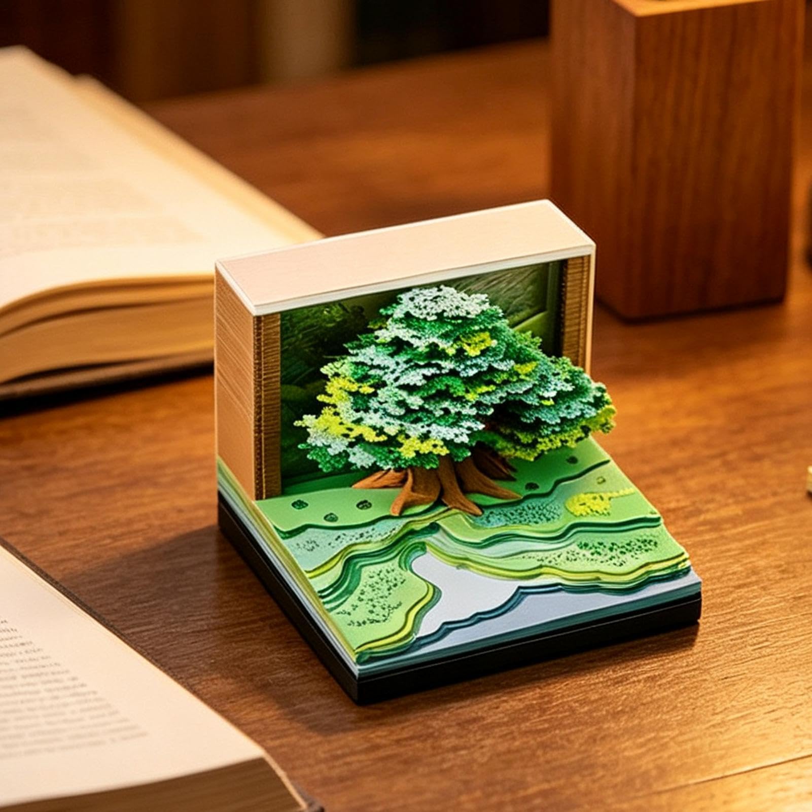 Calendario 3D 2027 Blocco Note A Forma Di Albero Con Luce LED | Calendario da scrivania con fogli staccabili Per Freelance Insegnanti Uomini Casa Comodino Camera Da Studio