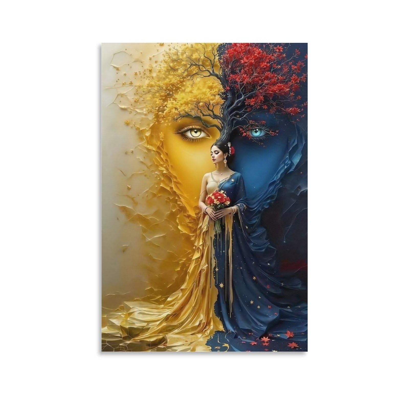 DHBANEIOK Dual Face Art Poster Artwork Giclee Canvas Prints Modern Canvas Wall Art Picture Wall Hanging for Office Gym Living Room Decor 24x36inch(60x90cm)