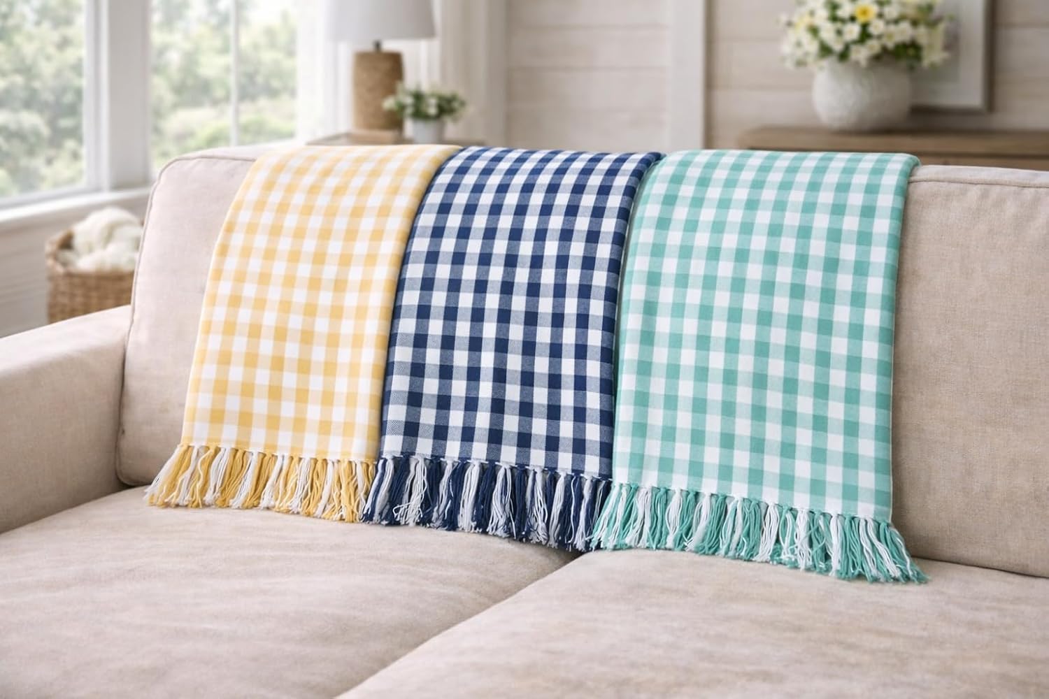 C&F Home Ashford Yellow Cornsilk 100% Cotton Accent Throw Blanket 50" x 60" All Seasons Versatile Spring Springtime Summer Farmhouse Machine Wash Soft Cozy Lightweight Decor Decoration Throw Yellow