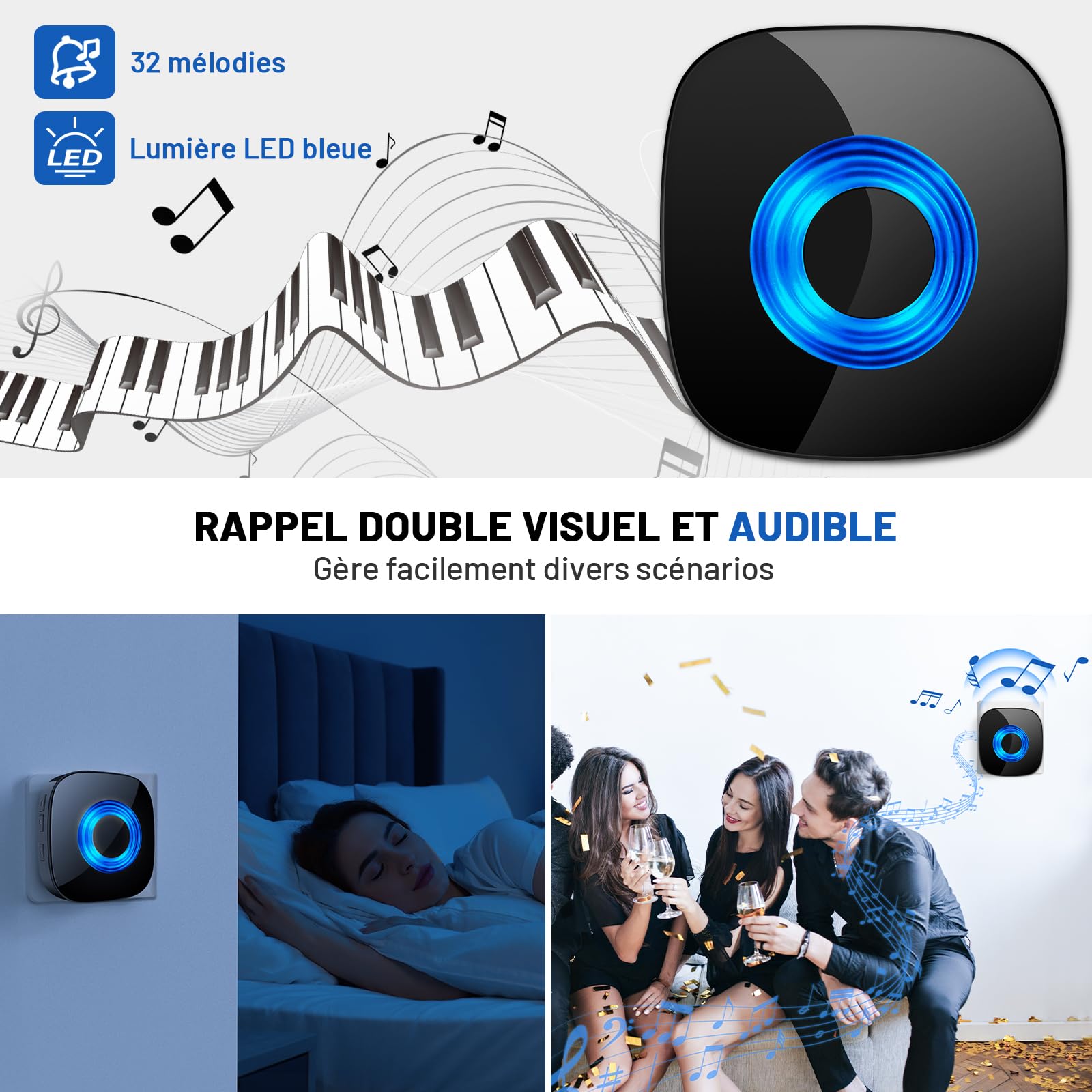 PHYSEN Répéteur de Signal sans fil pour Blink Doorbell, Relais de Sonnette sans fil, Convertisseur sans fil, kit d’extension Carillon, Uniquement pour le Mode Câblé, 1 Récepteur et 1 Émetteur