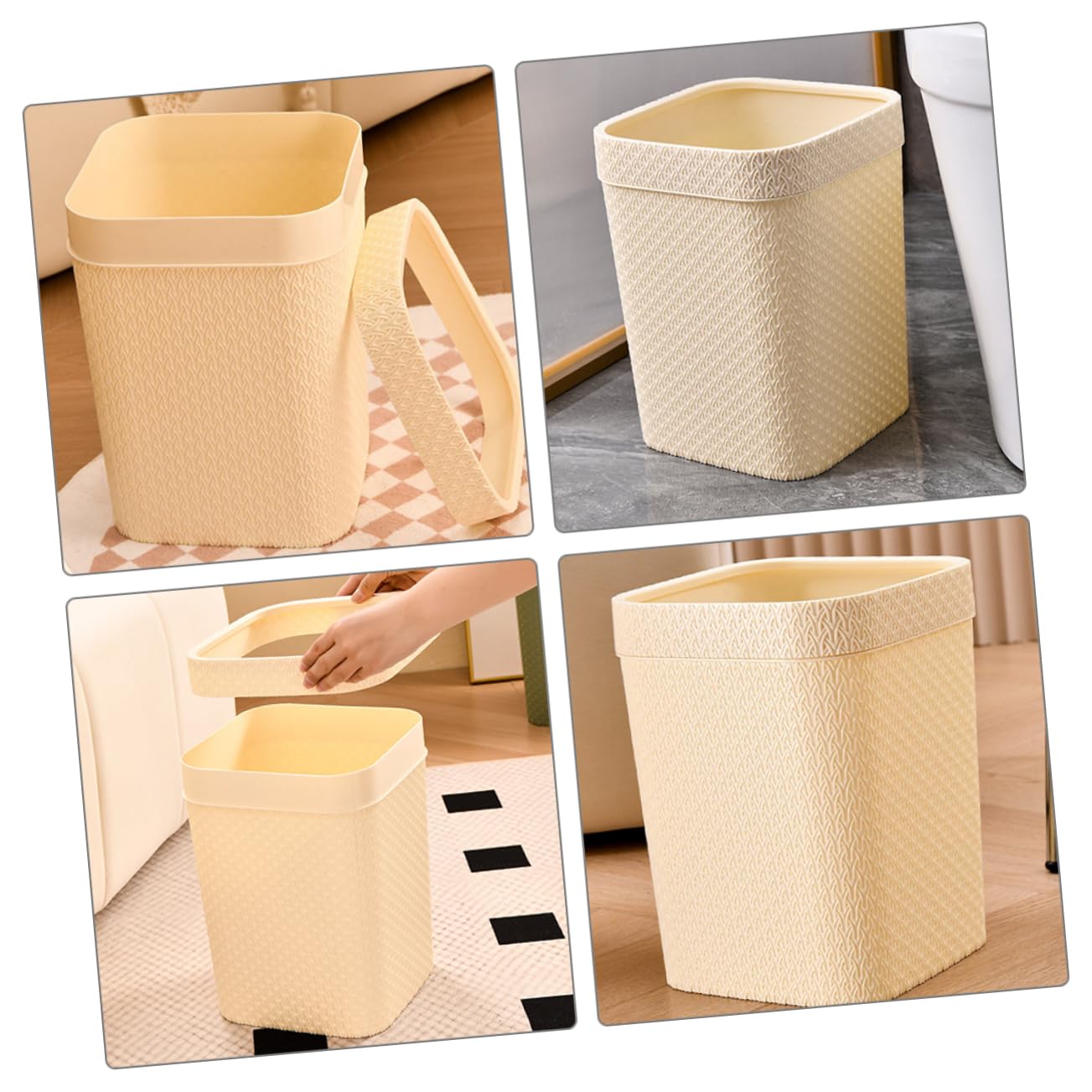 MAGICLULU Desktop Rattan Simulation Trash Can Compact Wastebasket for Bathroom Office Kitchen Capacity Ergonomic Design Detachable Liner for Easy Use