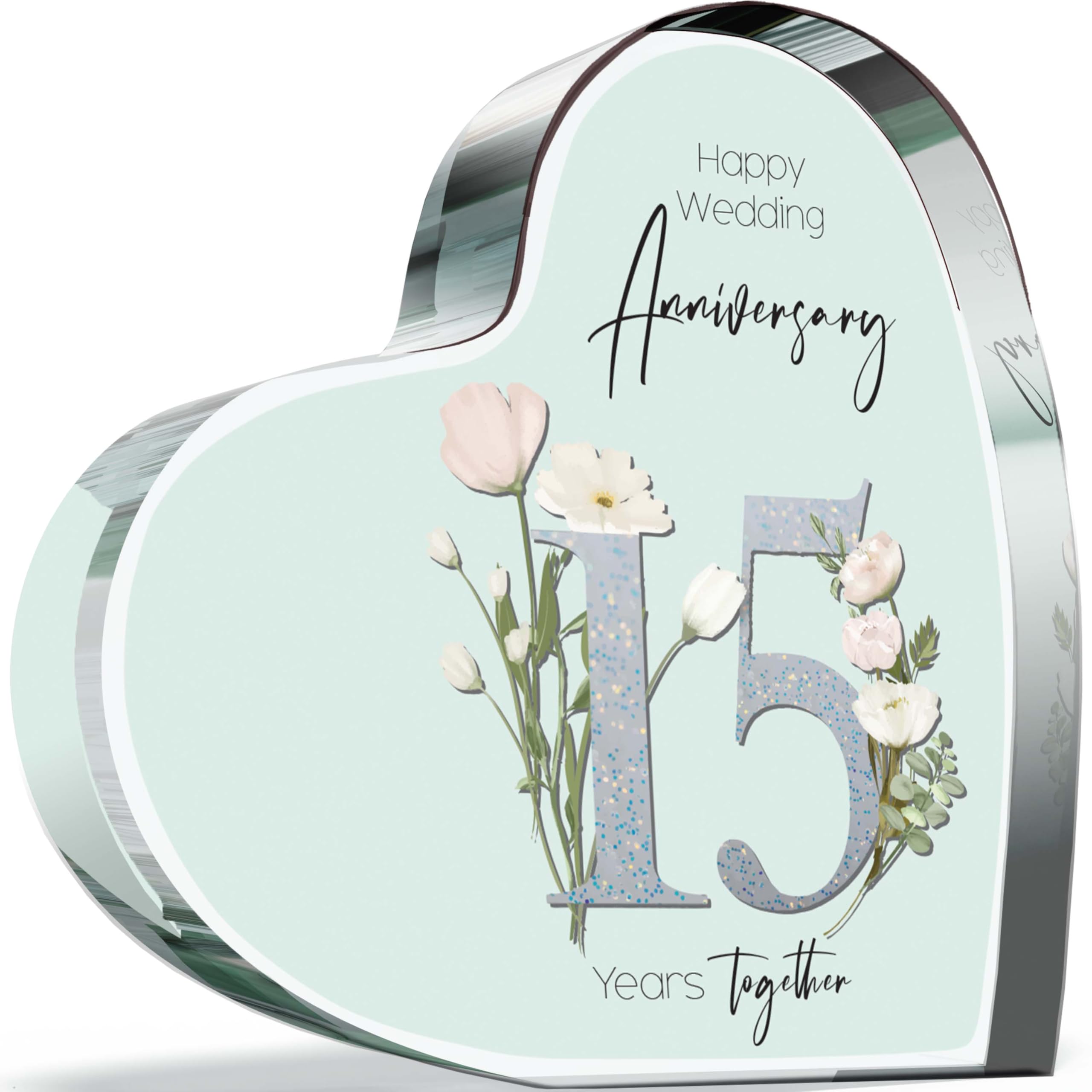 Giftzie Women's 15 Th Anniversary Acrylic Heart Plaque For Wife Or Husband