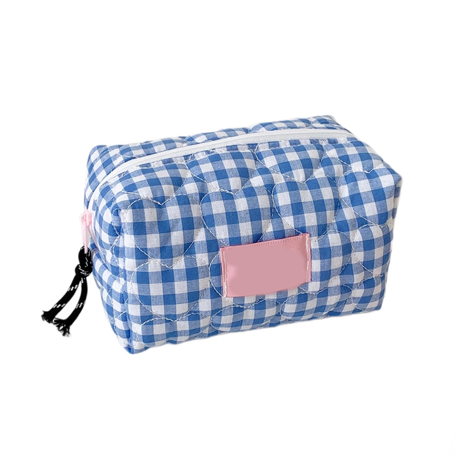 LUCKGONI Lovely Heart Candy Checkered Portable Makeup Bag Portable Cosmetic Organizers For Women Travel Toiletry Storage Pouches