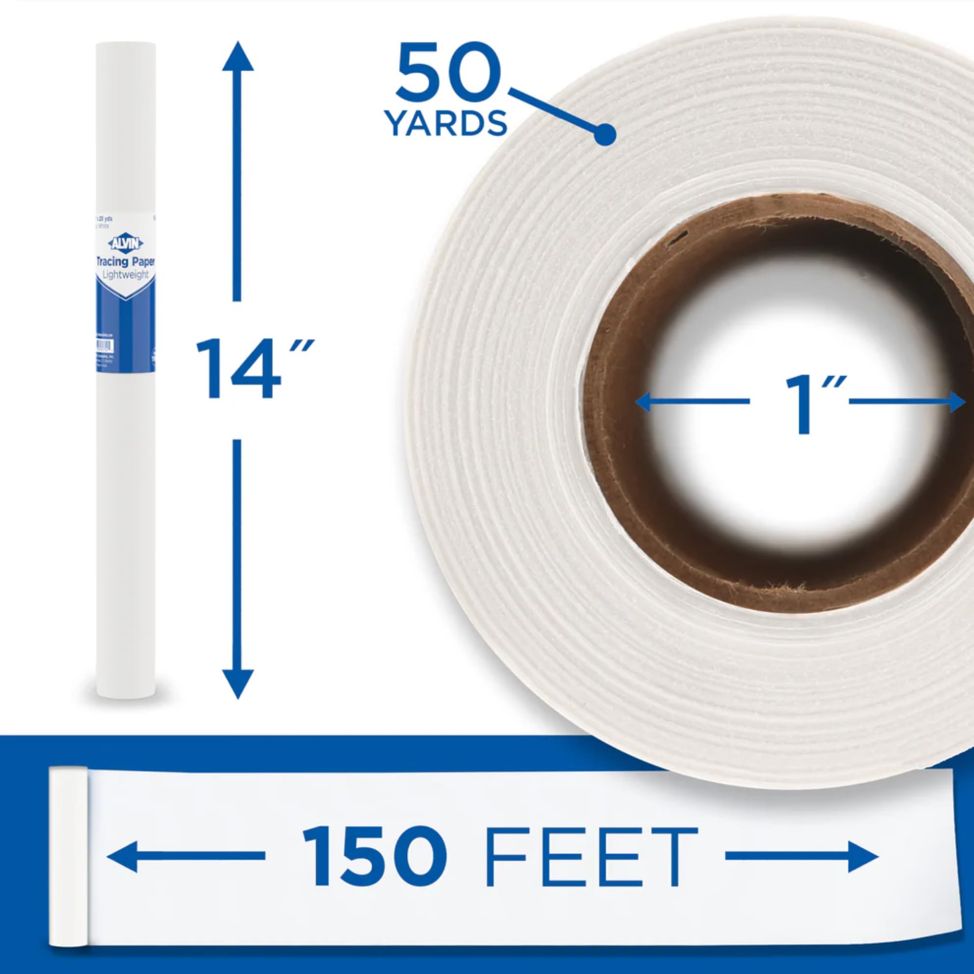 Alvin Rouleau de papier calque léger blanc 55 W-H 35,6 cm x 45,7 m