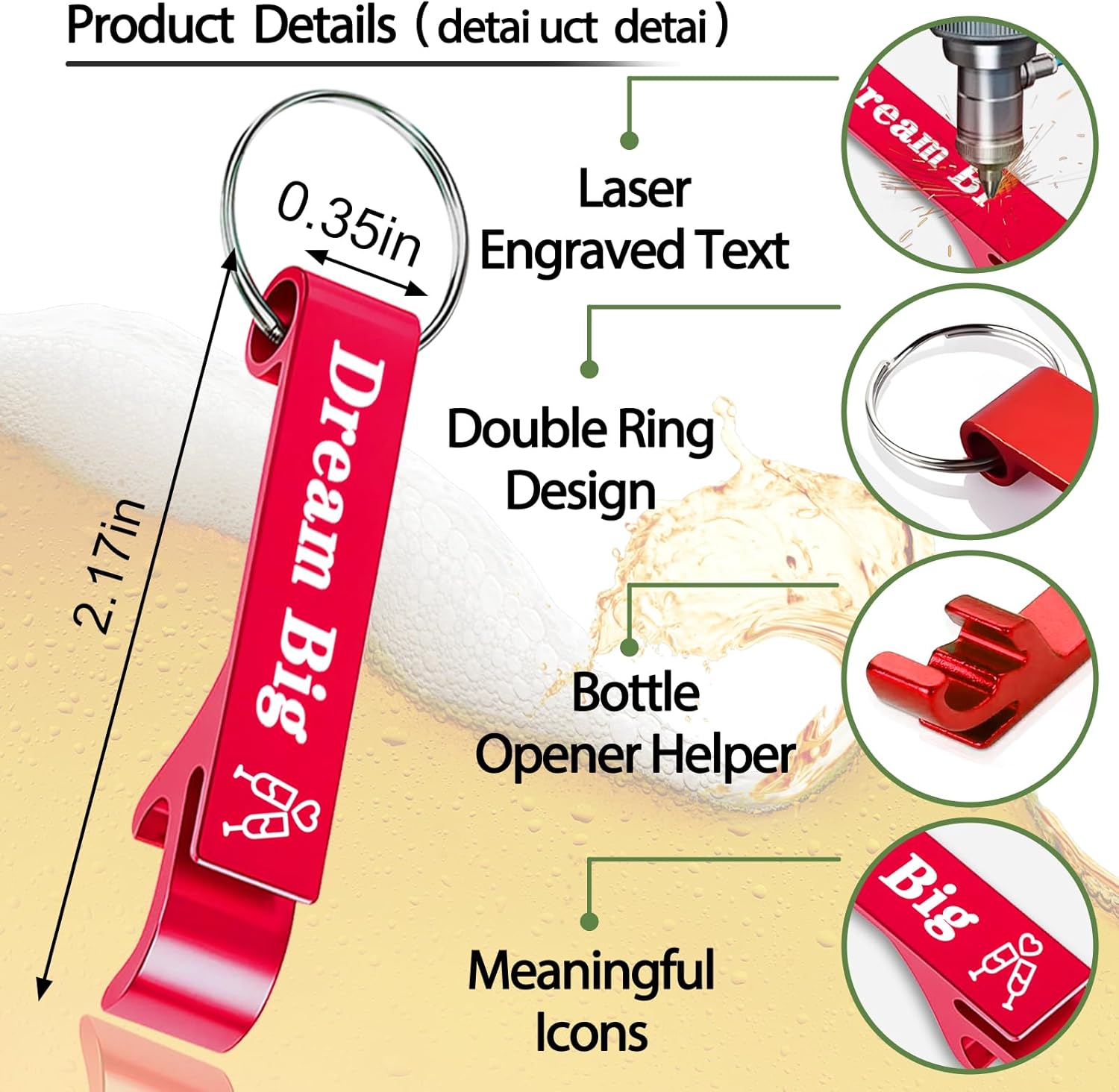 Custom Bottle Opener Keychain, Personalized Bottle Opener Bulk, Customized Bottle Opener Keychain with Logo/Text, Party Favors, Wedding Gifts for Guests, Anniversary (100)