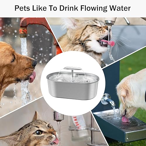 Miniatura 3 de Fuente de agua para gatos, fuente automática de acero inoxidable de 3.2L108 onzas, dispensador de agua para perros, bomba ultrasilenciosa de doble