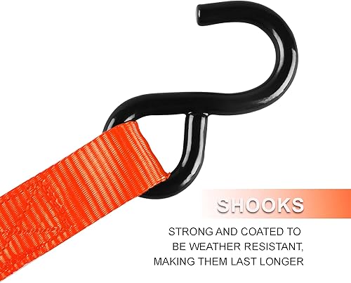 Miniatura 4 de Correas de trinquete, resistencia a la rotura de 1500 libras, juego de correas de amarre premium de 4 x 15 pies, 4 bucles suaves para dispositivos