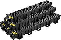 VEVOR 6-Pack HDPE Trench Drain System 5.9x5.1in w/ Grates & End Caps, B125 Driveway Garden Drainage