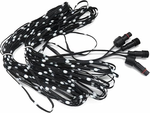 400 luces LED de guijarros DC12V WS2811 200CT por hebra, cable negro de paso de 2.0 in para decoración del hogar, árbol, jardín y patio (12
