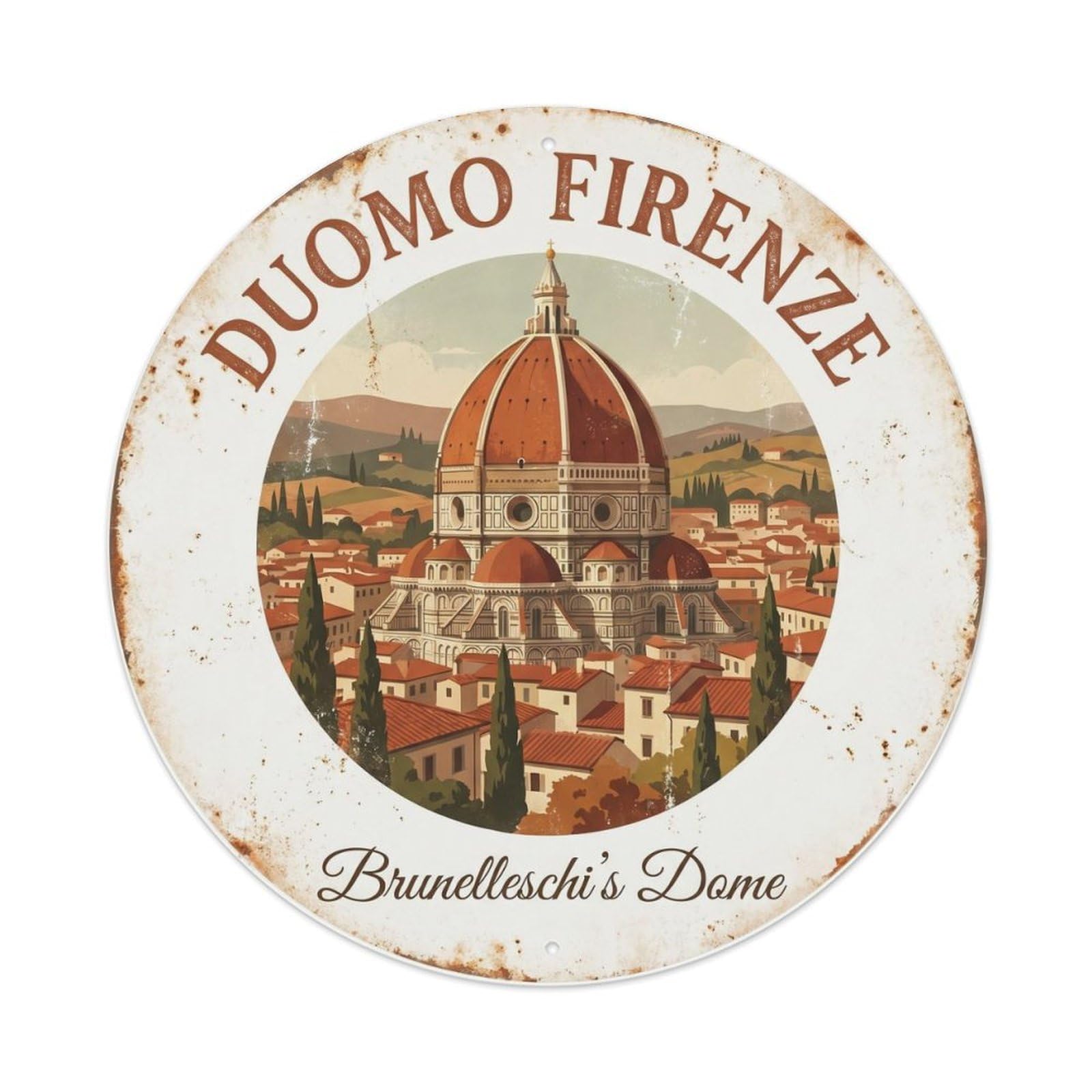 Fqnyr Style Vintage Travel Duomo Florence Italy Metal Tin Sign
