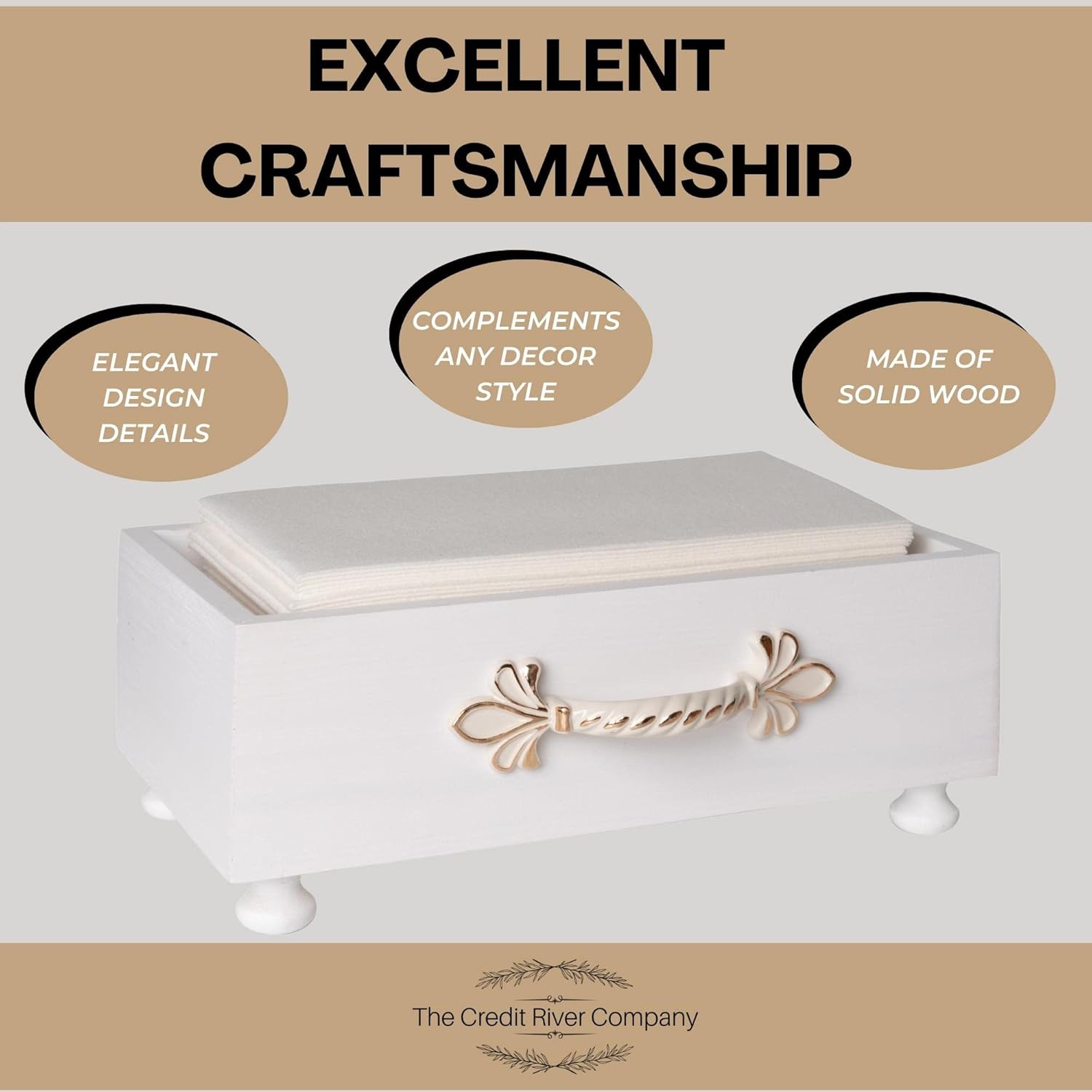 Guest Towel Holder Tray, Bathroom Napkin Holder, Wood Disposable Hand Towel Organizer