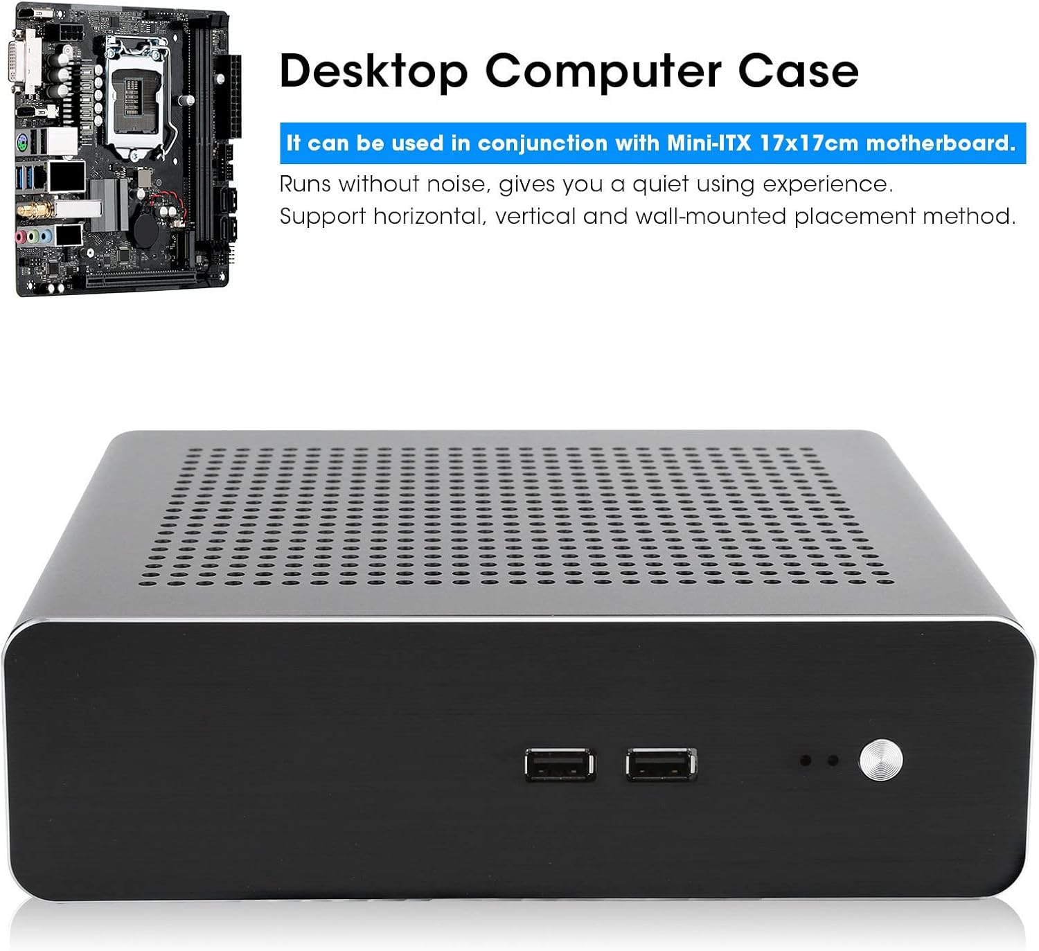 Zunate Mini ITX Gaming PC Case - Full Aluminum HTPC Chassis for 170x170mm Motherboard, Compact Design with USB 2.0 Port and Enhanced Cooling System