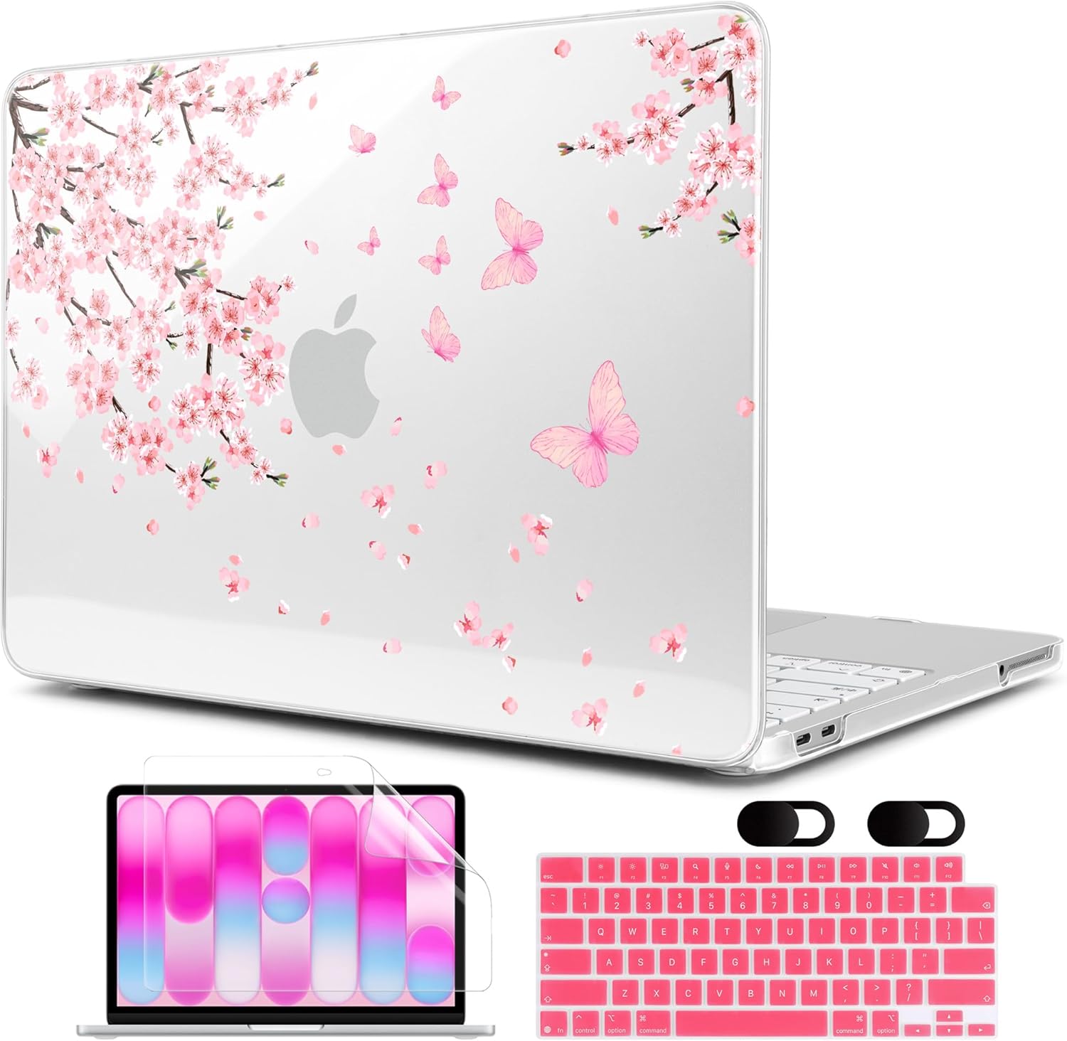 MEEgoodo Printed Case for New MacBook Neo 13 inch 2026 Release(Fit Model A3404), Laptop Hard Shell Cases with Keyboard Skin & Screen Protector & Webcam Covers, Cherry Blossoms