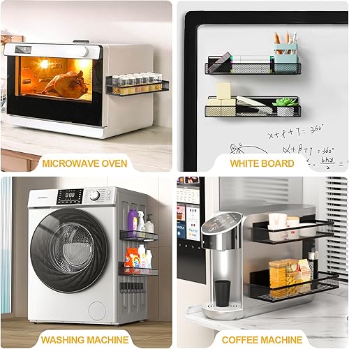 Miniatura 6 de Doitsf Estante magnético para especias para refrigerador con estante de 8 ganchos, paquete de 3, estante de refrigerador a prueba de óxido para