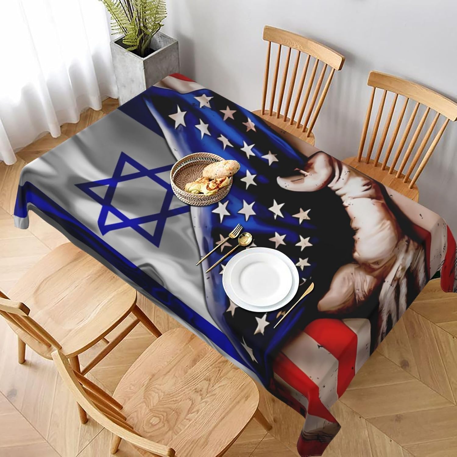 USA American and Israel Israeli Flag Tablecloths 60 x 84