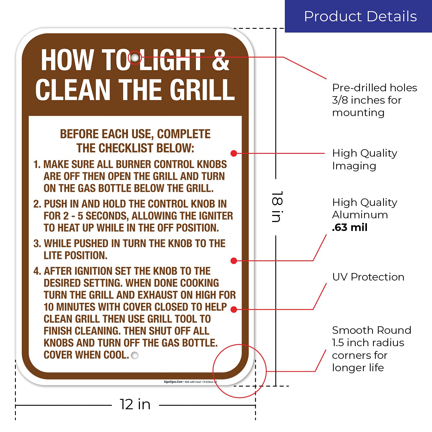 How to Light and Clean The Grill Rules Sign, 12x18 Inches, Rust Free .063 Aluminum, Fade Resistant, Made in USA