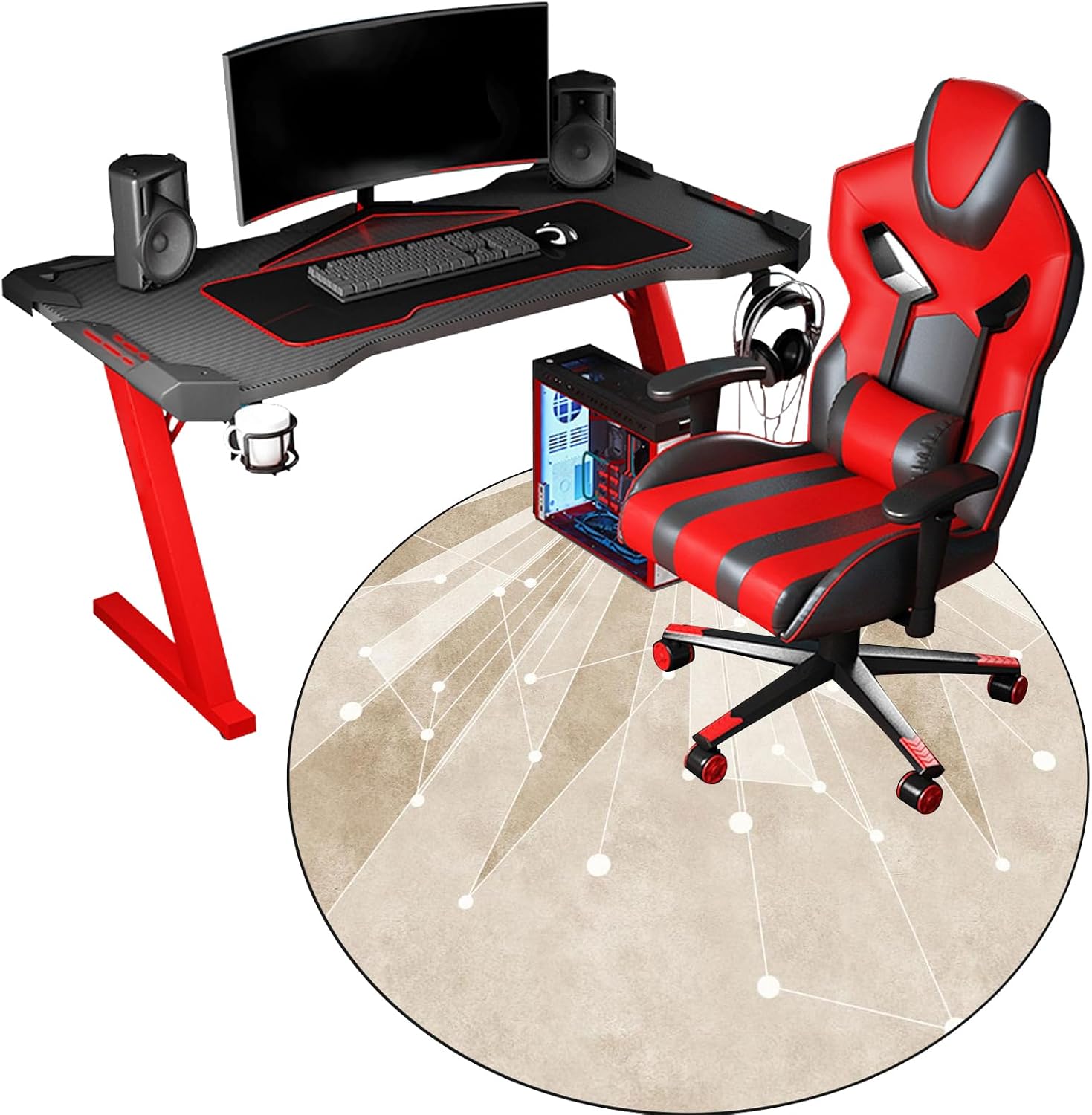 Round Gaming Chair Mat for Carpeted and Hardwood Floors 160 cm Office Chair Mat for Multi Purpose Protection Anti Skid Desk Chair Mat with Floor Protection