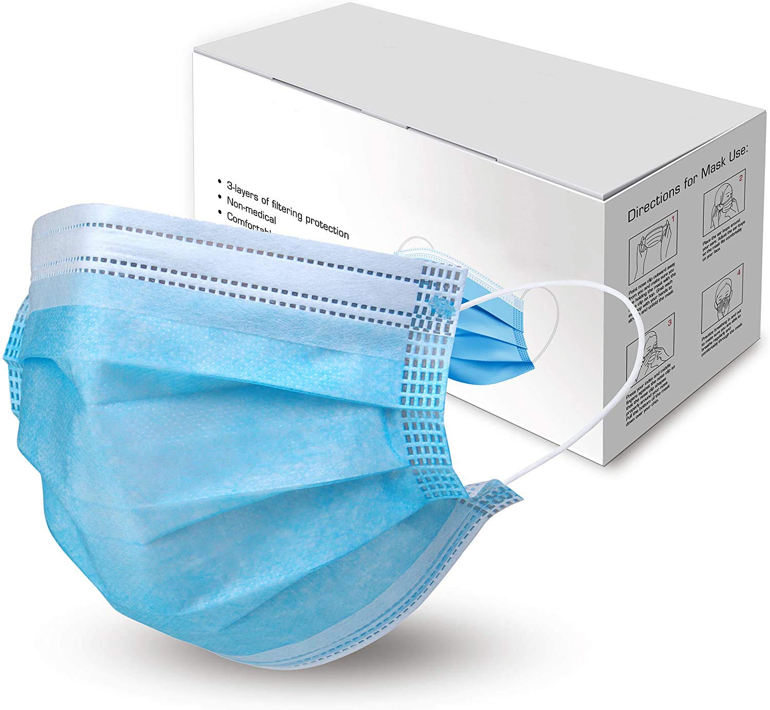 HSR Protect Sitra Certified 3 Ply Protection Disposable Safe Surgical Face Mask with Concealed Nose Clip (100) - Pack of 50.