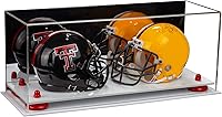 Vista 153 de Better Display Cases Acrílico 2 Mini casco de fútbol (no tamaño completo) vitrina con base de césped transparente (V46/A019)