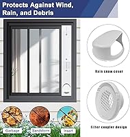 Vista 4 de Kit de ventana de ventilación de secadora – Kit de ventilación ajustable de 4 pulgadas para secadora, con cubierta de ventilación de secadora al