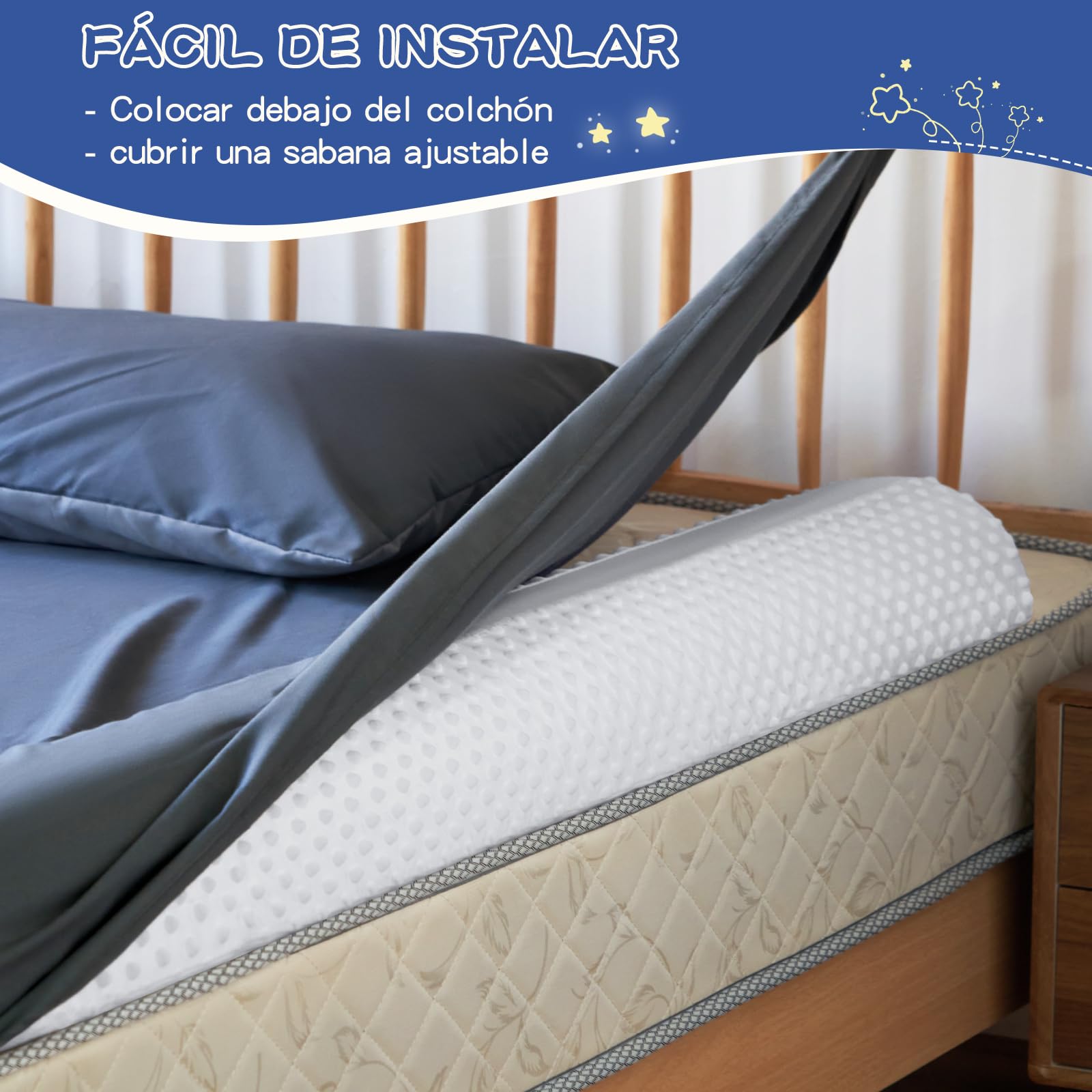 Barrière de Securite Enfant Lit avec Housse Antidérapante, Imperméable et Lavable Barrière de Lit pour Bébés et Personnes âgées, Facile à Transporter Convient à Tous Les Lits