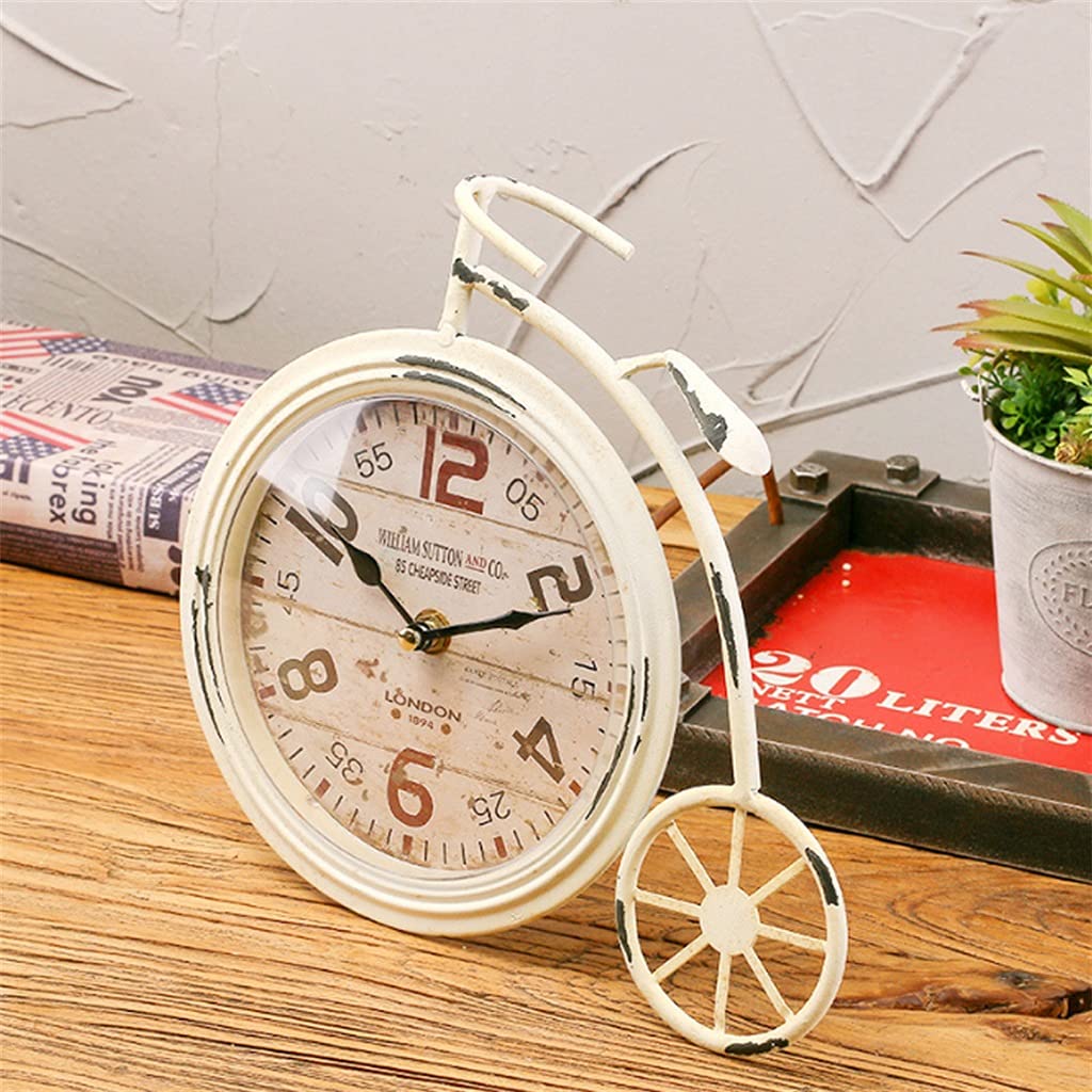 Hrwly D Retro Crafts Table Clock Home Ecoration Clothing Store Counter Esktop Watch Metal Quartz Esk Clocks Gift(D)