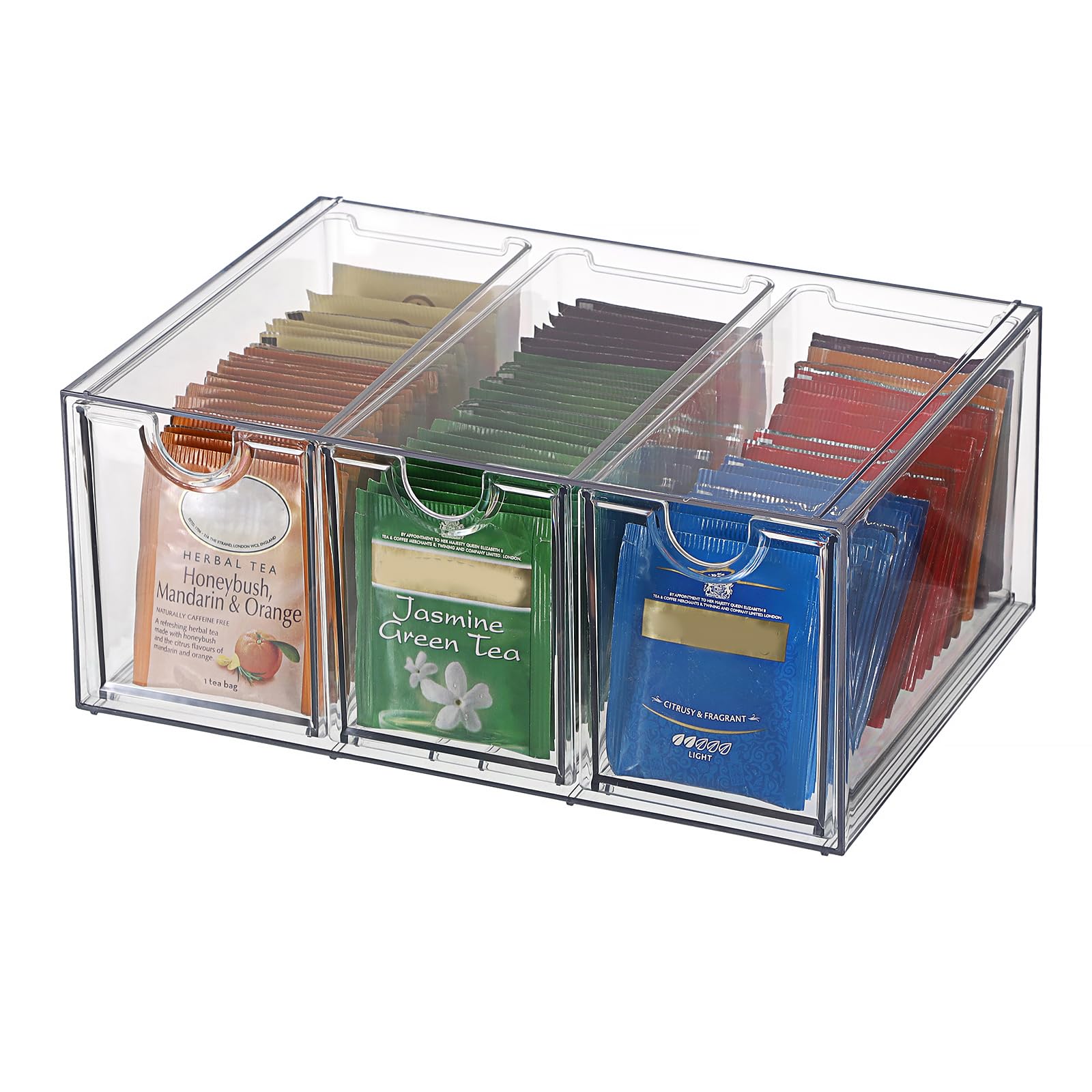 SUMTree Aufbewahrungsbox für Teebeutel mit Schubladen Acryl durchsichtig Schubladenbox Küchen Organizer mit Tee, Kaffeepads, Süßstoff, Zucker für Arbeitsplatten, Schminktisch, Schreibtisch Vielfach