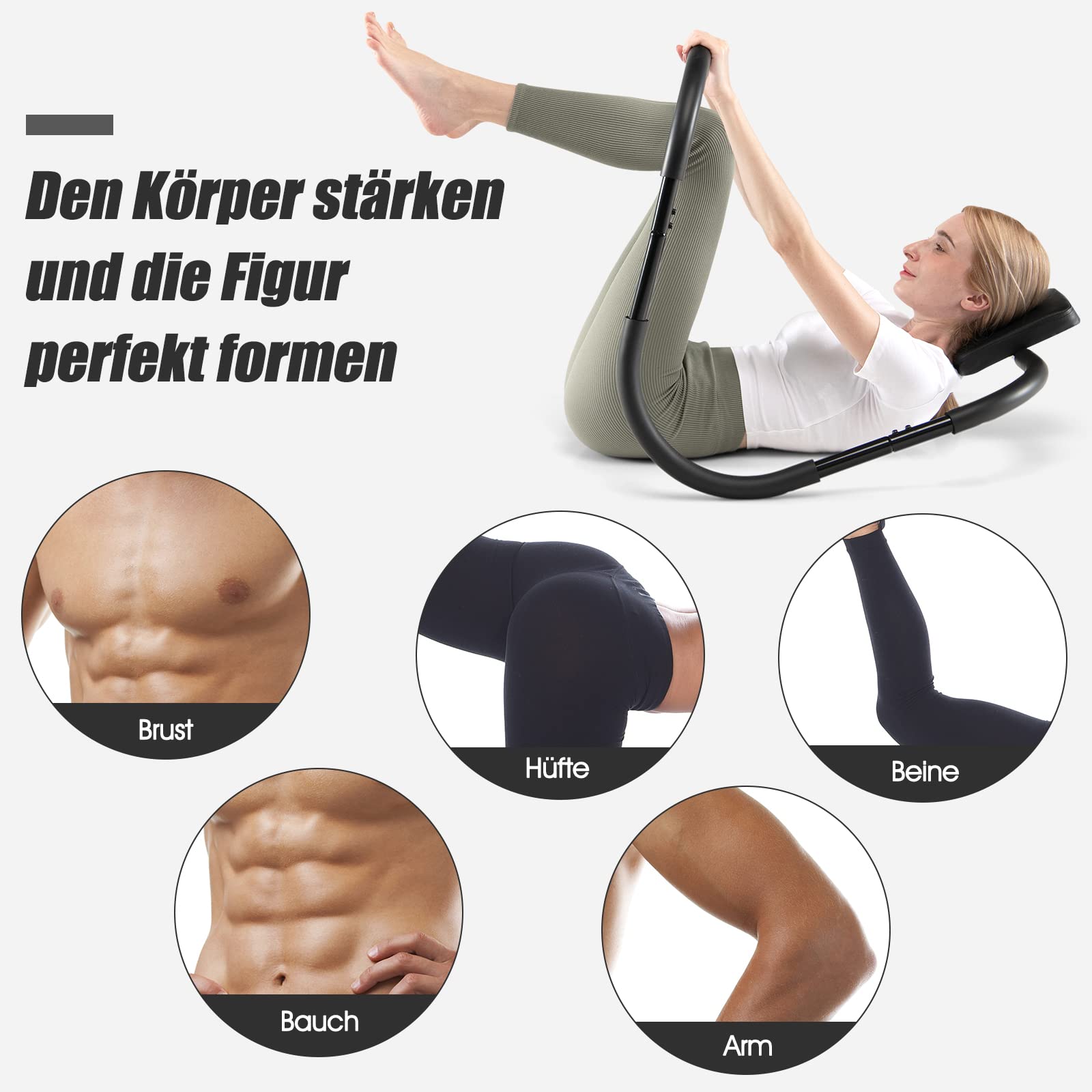 COSTWAY Ab Roller Bauchtrainer, 73 x 73 x 64 cm, Bauchmuskeltrainer Gerät, Situp Trainingsgerät, Po Trainer für Zuhause