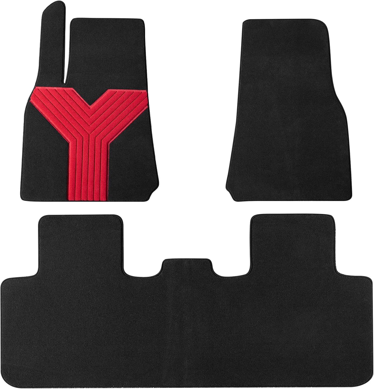 Car Floor Mats for Tesla Model Y 2021-2024, Nylon Car Floor Mats, All Weather Protector Automotive, Front & Rear Seat Car Rug 3PCS