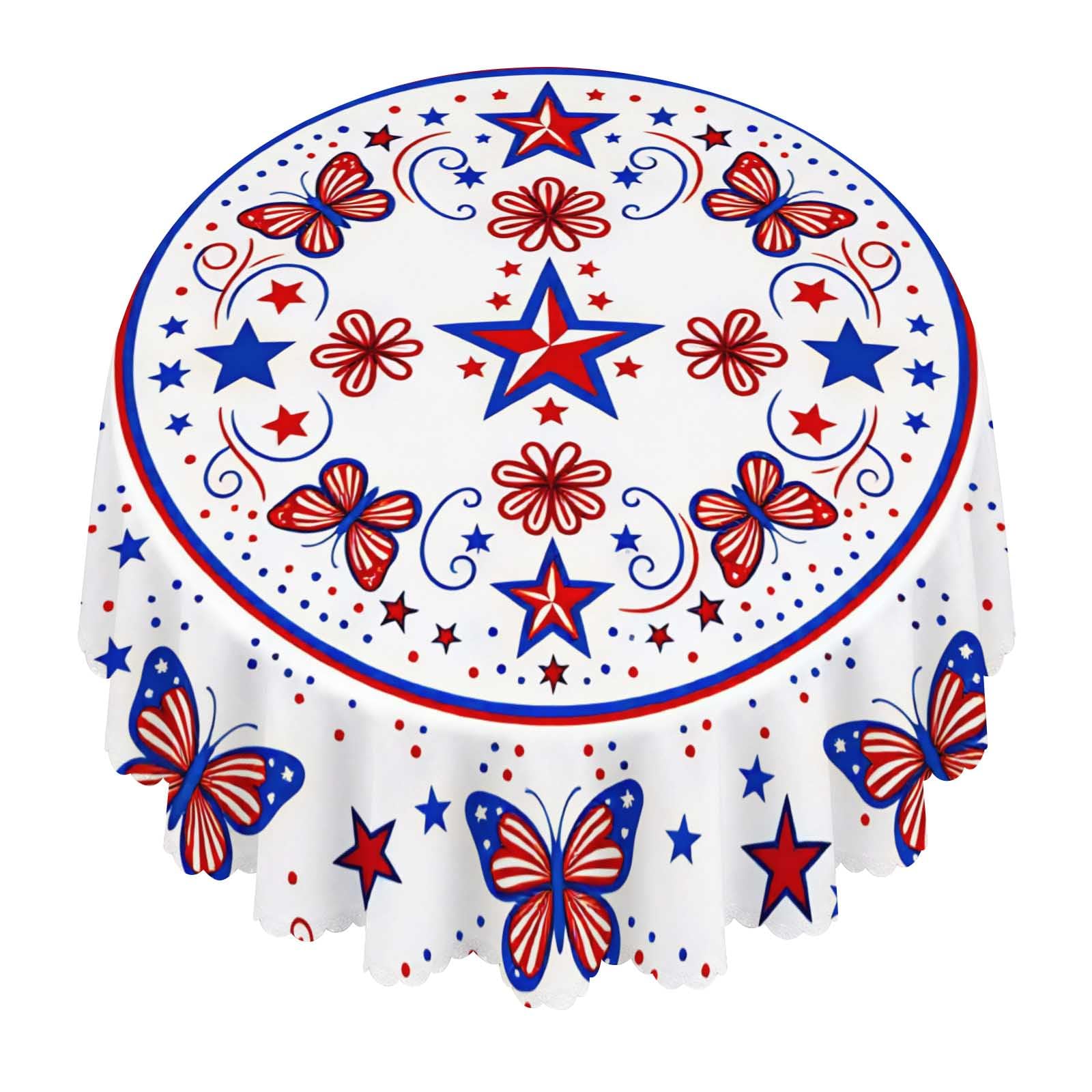 Star Butterfly Red Round Tablecloth Waterproof Washable For Dining Party