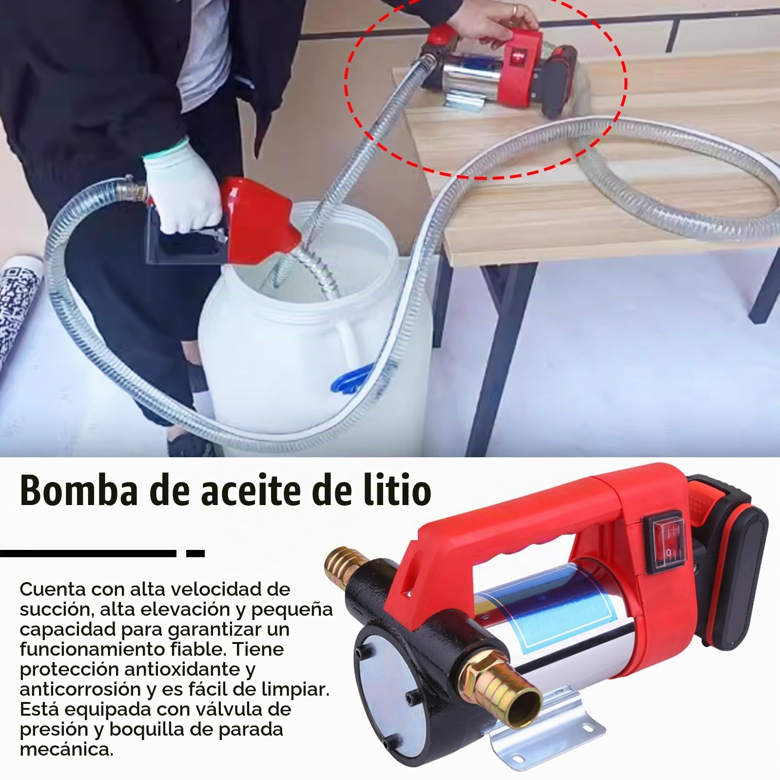 Bomba Extractora de Aceite, Eléctrica Bomba de Transferencia de Diesel con 3000mAH Batería de Litio, Bomba Extractora de Fluido Diesel Eléctrica para Diesel, Keroseno