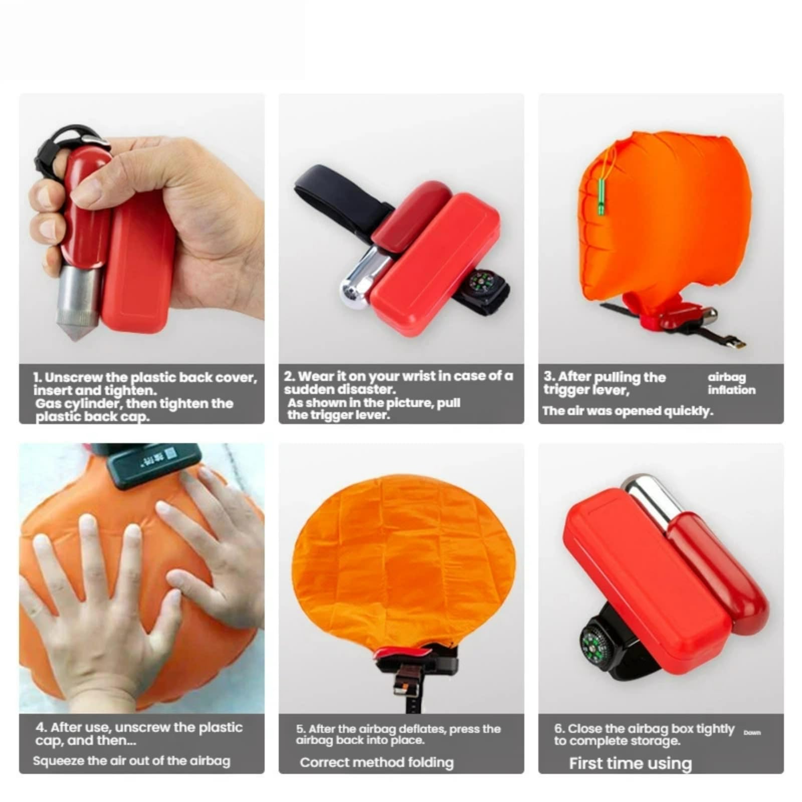 1 segundo auto inflable grande flotabilidad anti-ahogamiento pulsera