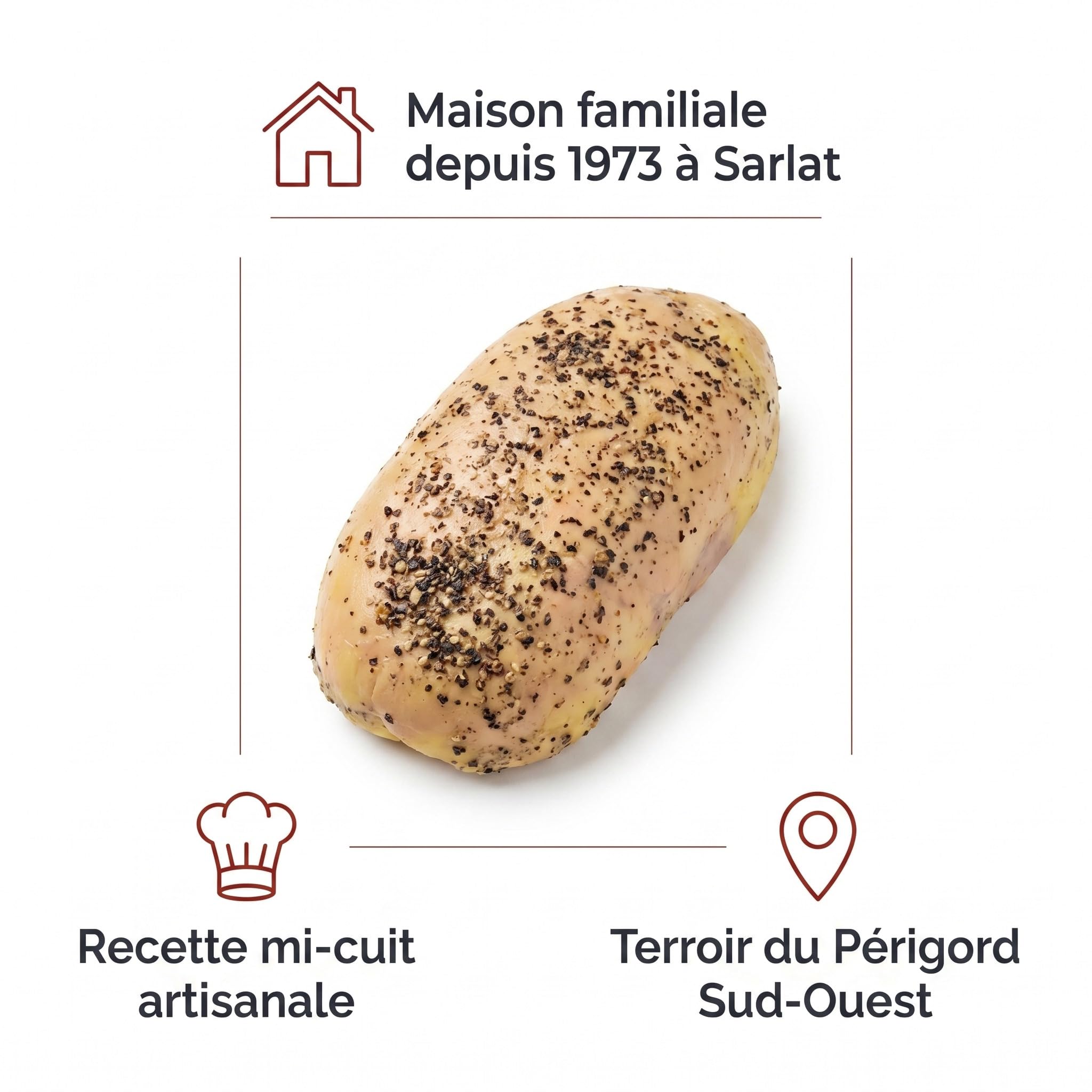 Lobe de Foie Gras de Canard Entier mi-cuit au Poivre Noir 320g